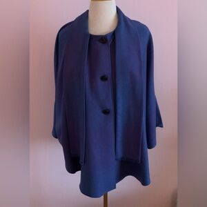 Vintage Wool Blue Women's Poncho
